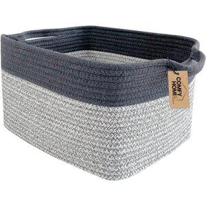 Cotton Rope Woven Basket with Handles for Shelves,Toys,Book,Cloth Storage Basket